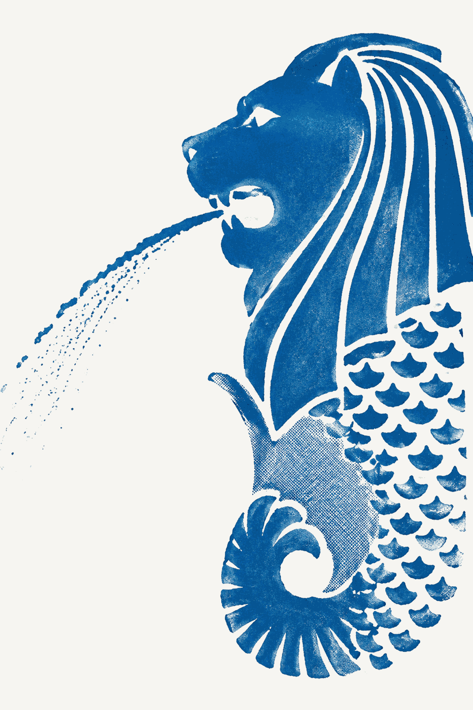 The Merlion, Singapore — one-ink stencil print